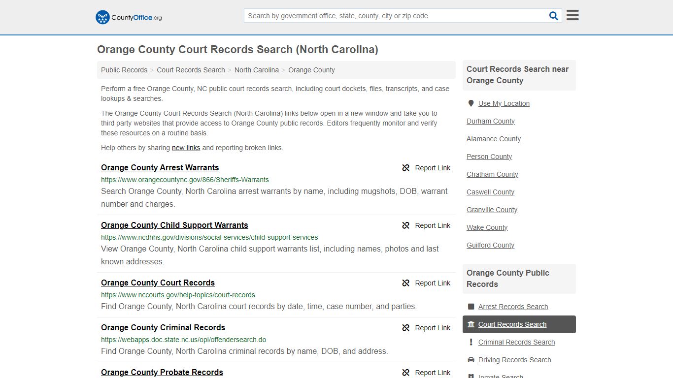Orange County Court Records Search (North Carolina) - County Office