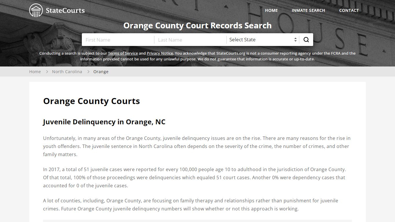 Orange County, NC Courts - Records & Cases - StateCourts