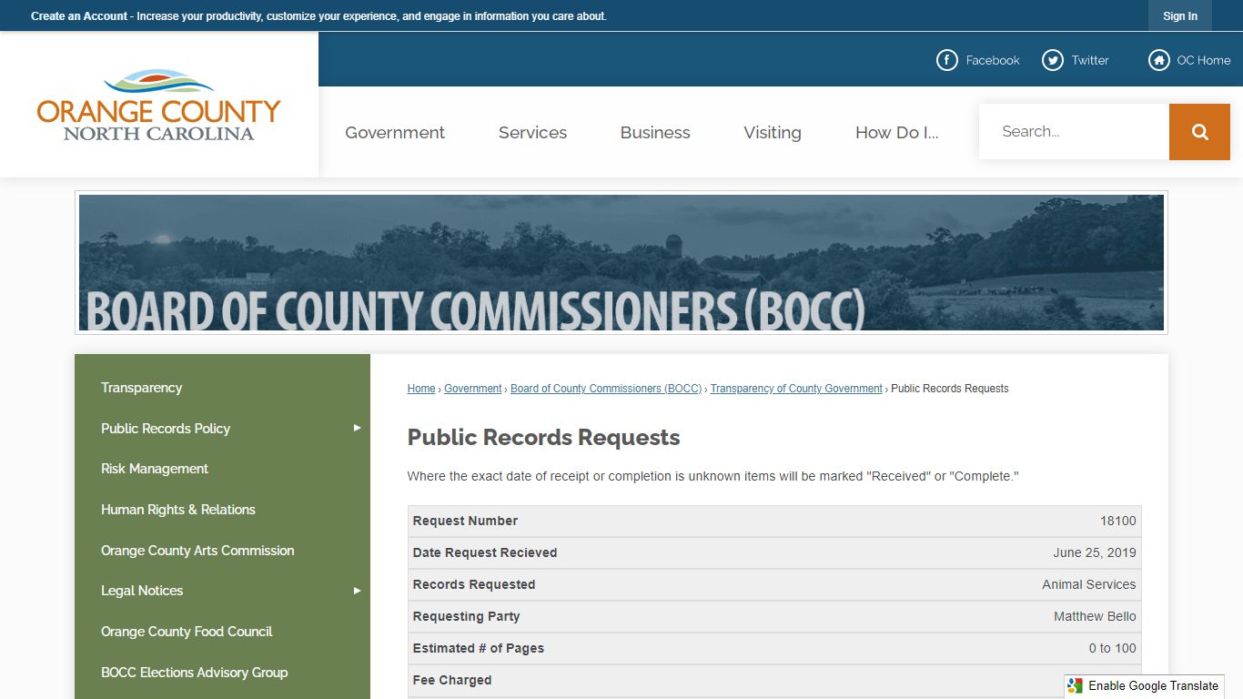 Public Records Requests | Orange County, NC